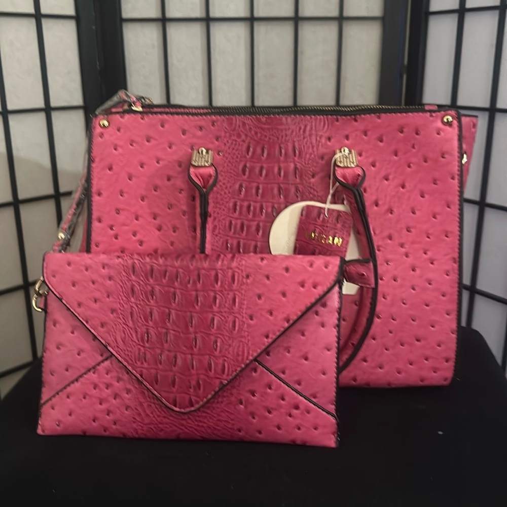 Brand New Vegan Leather Handbag Republic Classic Handbag With Matching Clutch